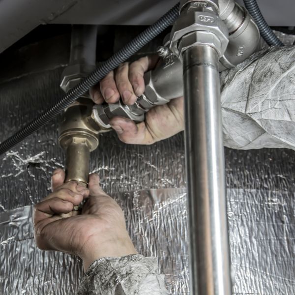 plumber fixing pipes